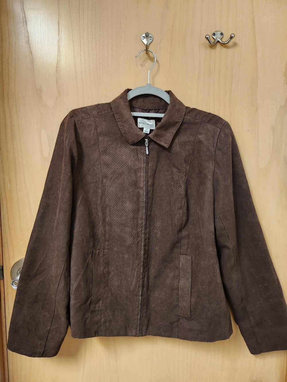 Studio Works Brown Suede-Look Bomber Jacket